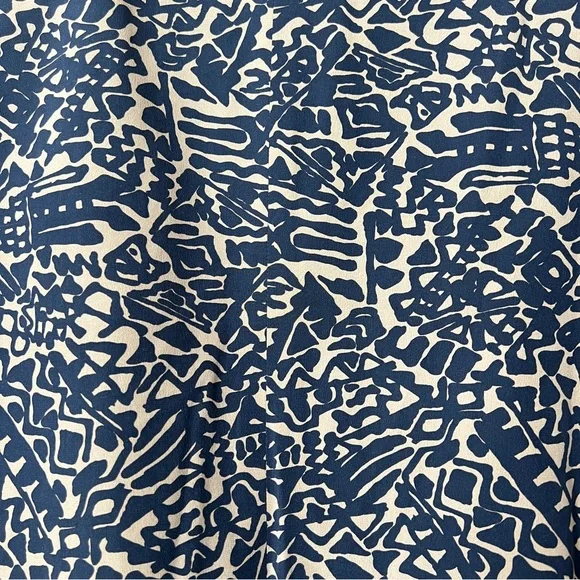 Vintage Saks Fifth Avenue Petites Real Clothes Silk Blazer Navy Tan Abst… - Picture 7 of 8